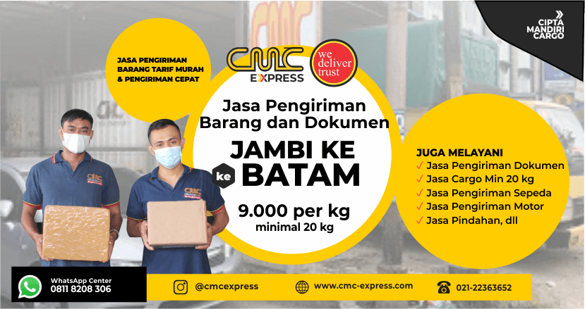 Jasa Cargo Ekspedisi Jambi ke Batam tarif Murah